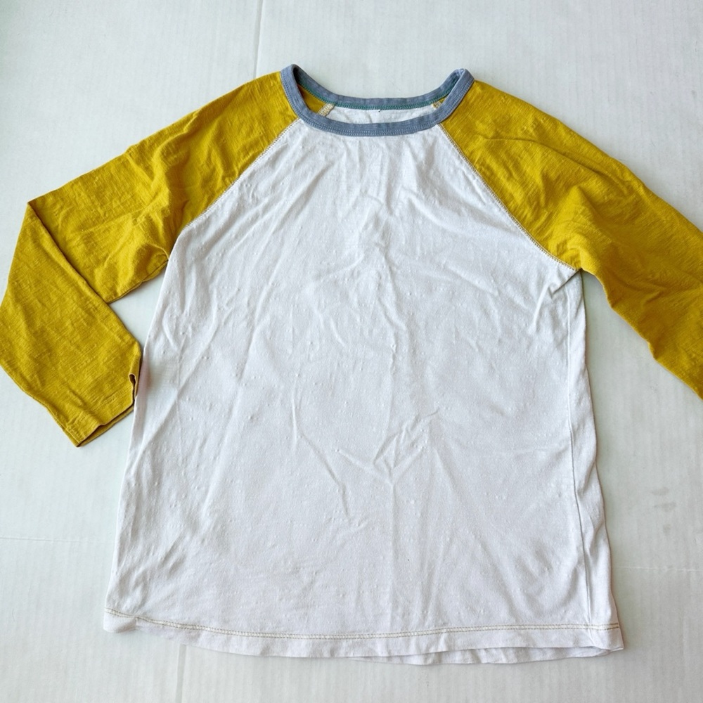 Boy’s Raglan Long Sleeve Top in White & Mustard